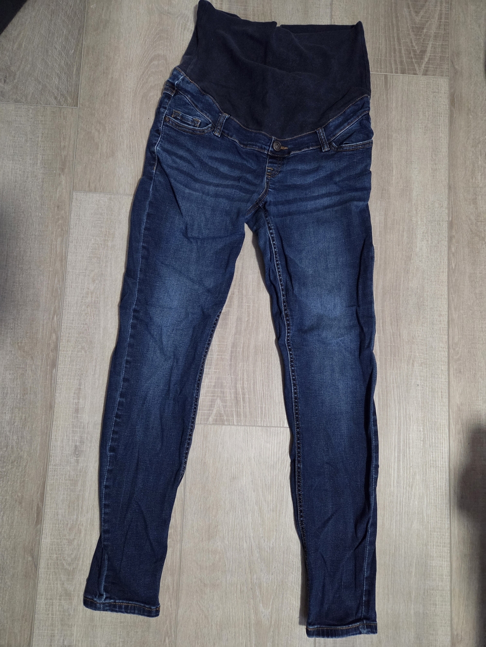 Thyme Maternity Reg Fit Jeans- Dark Blue Over-Bump Panel SM